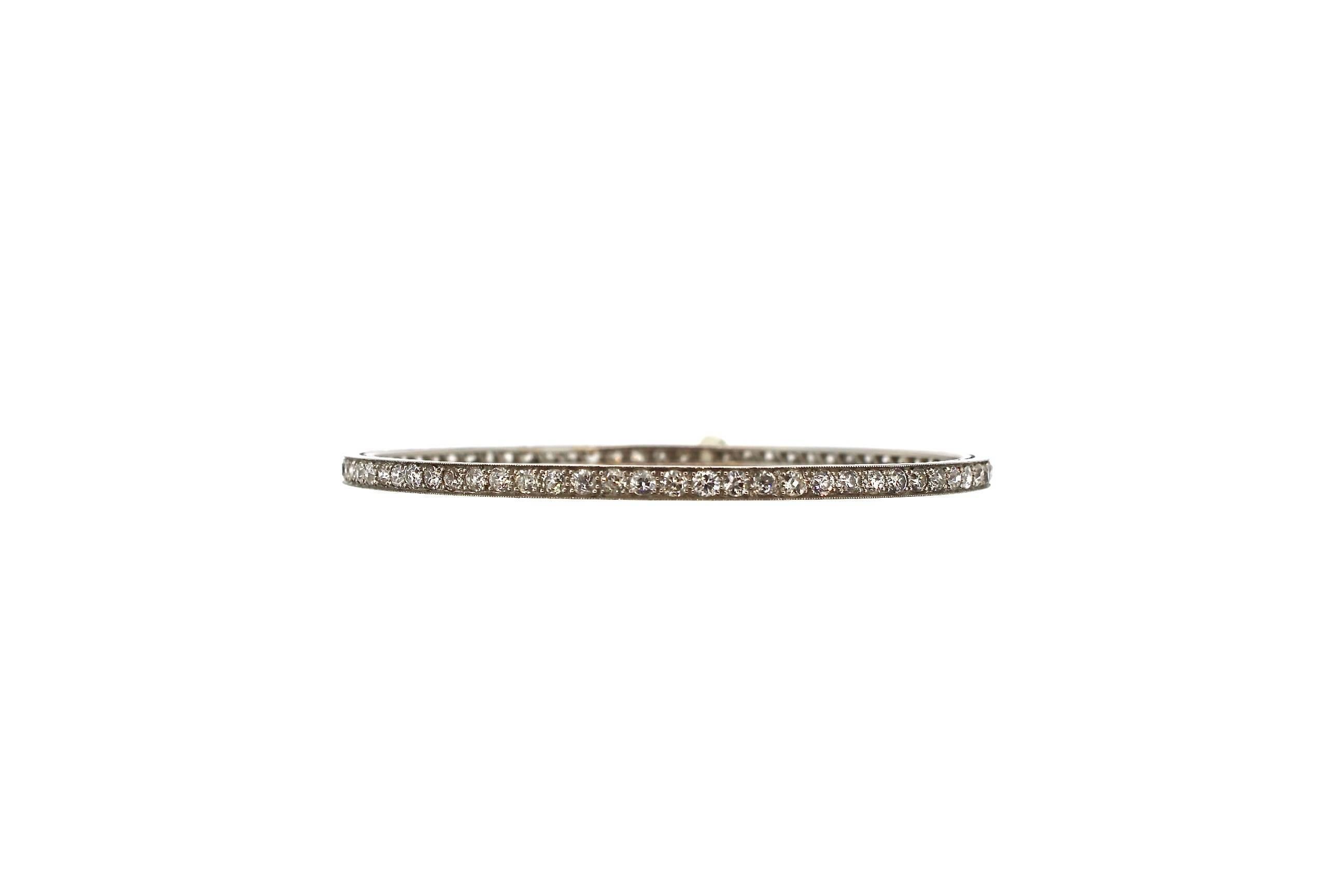 Women's Antique Art Deco Diamond Platinum Bangle Bracelet