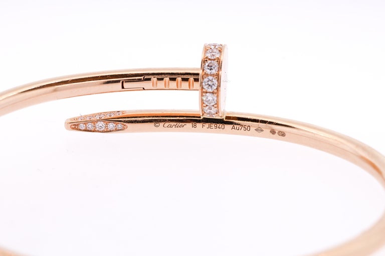 Modern Juste Un Clou Cartier 18 Karat Rose Gold Diamond Nail Modern Juste Un Clou Cartier 18 Karat Rose Gold Diamond Nail Bracelet In Good Condition For