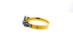 Victorian Powder Blue Enamel and Rose Cut Diamond Bangle Bracelet