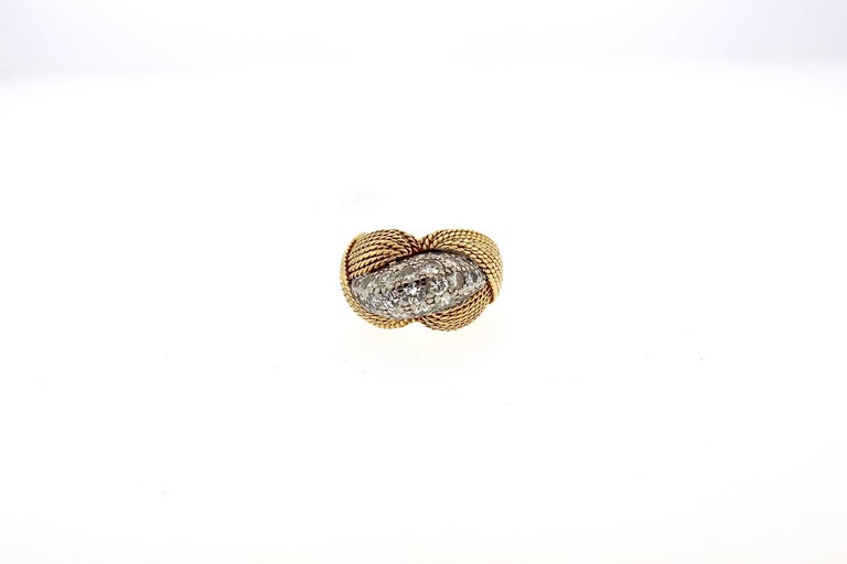 Sterlé Mid-Century Modern Diamond Gold Bombe Ring at 1stDibs