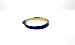 Antique Victorian Blue Enamel Old Mine Diamond Ruby Snake Bangle