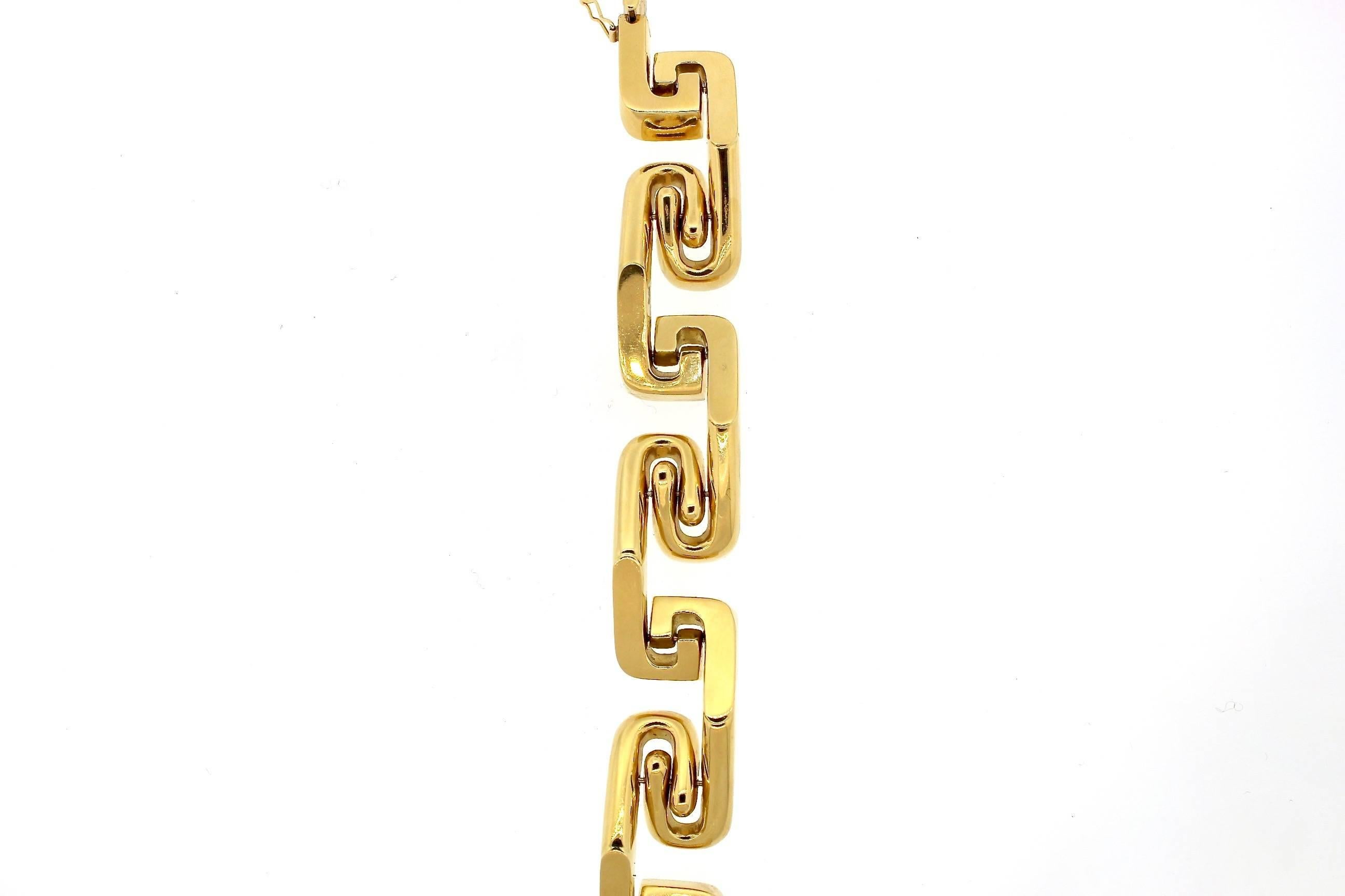 Women's or Men's Mid-Century Modern 14 Karat Gold Articulated Geometric Bracelet