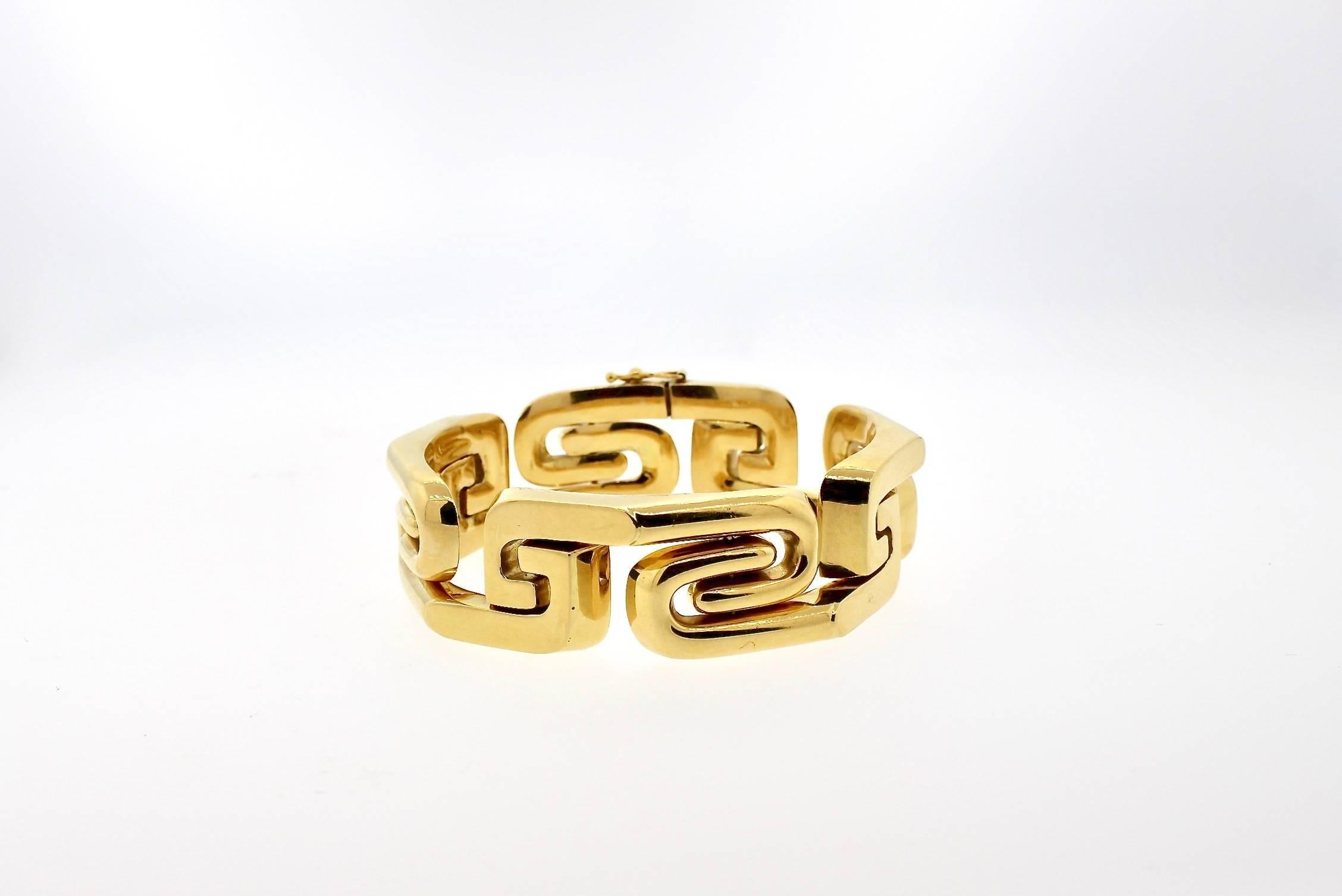 Mid-Century Modern 14 Karat Gold Articulated Geometric Bracelet 1