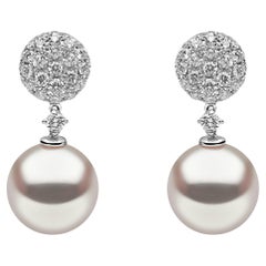 Orecchino con perla coltivata e diamante in oro bianco 18 carati