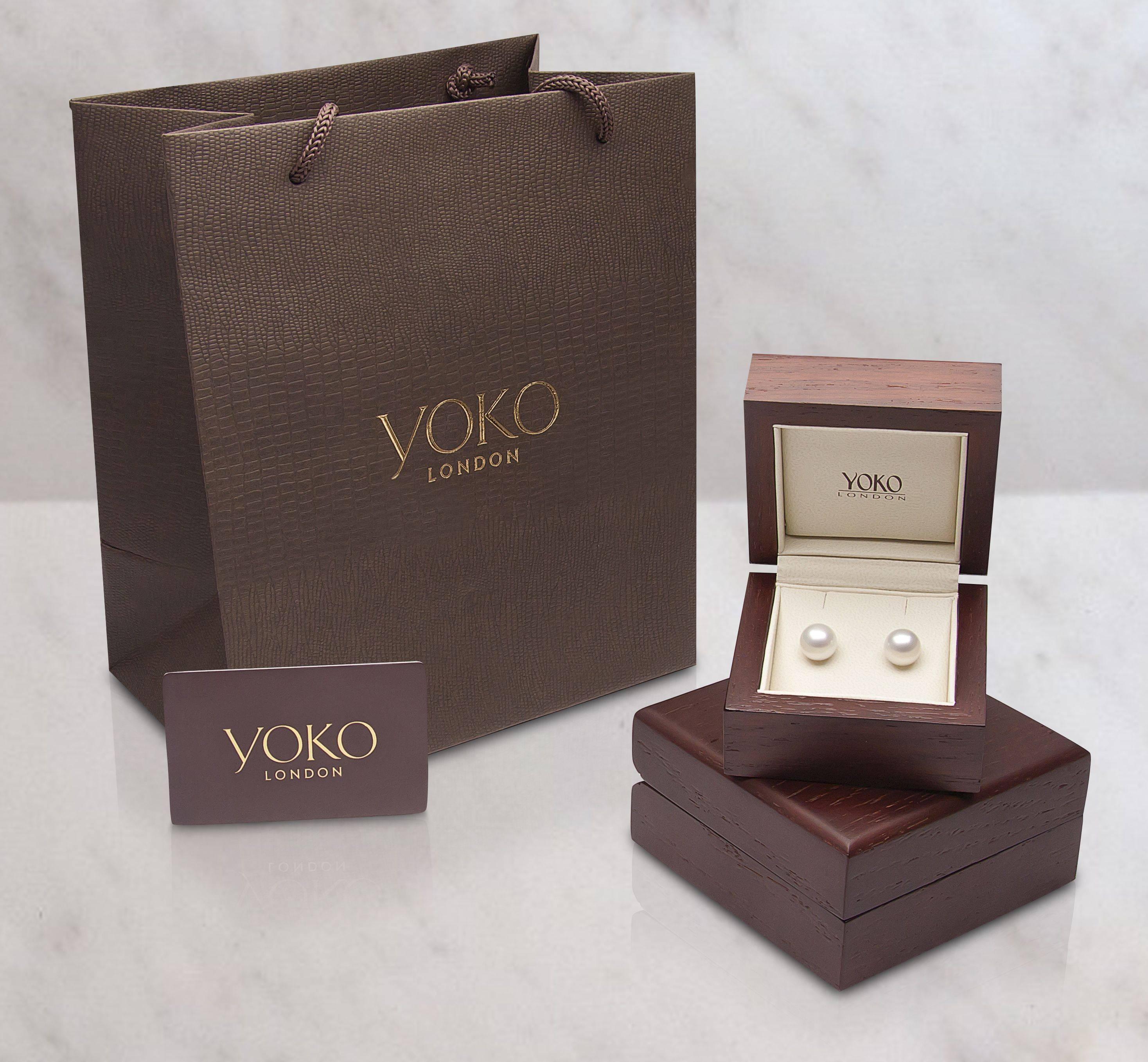 Round Cut Yoko London Freshwater Pearl Earrings in White Gold with White Diamonds