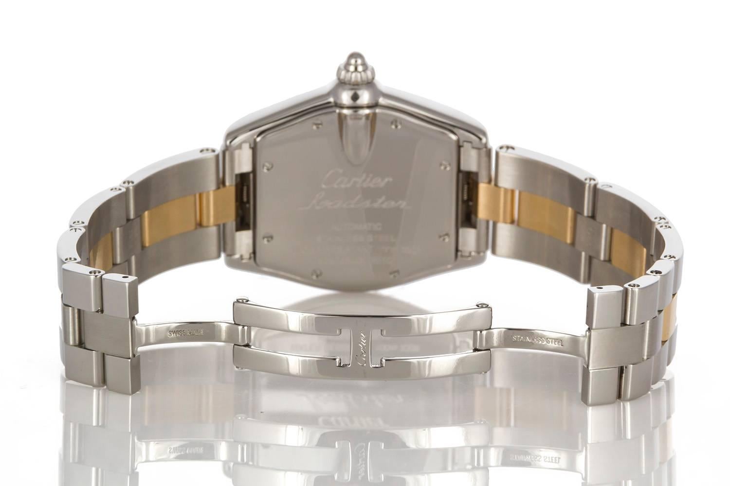 Cartier Yellow Gold Stainless Steel Large Roadster Automatic Wristwatch  In Excellent Condition In Tustin, CA