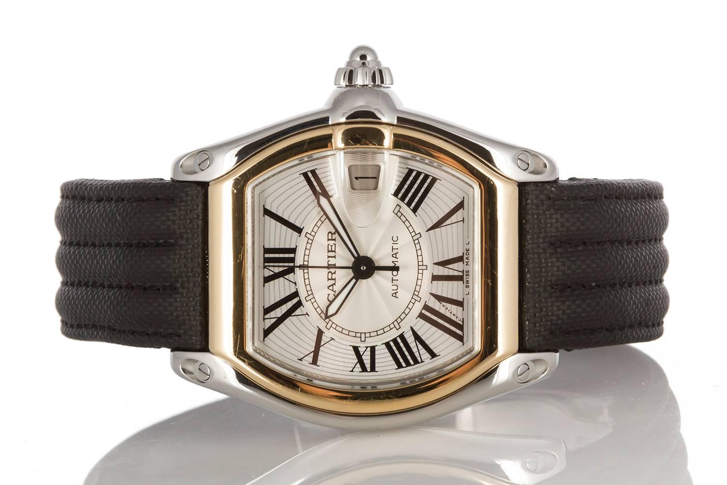 Cartier Yellow Gold Stainless Steel Large Roadster Automatic Wristwatch  3