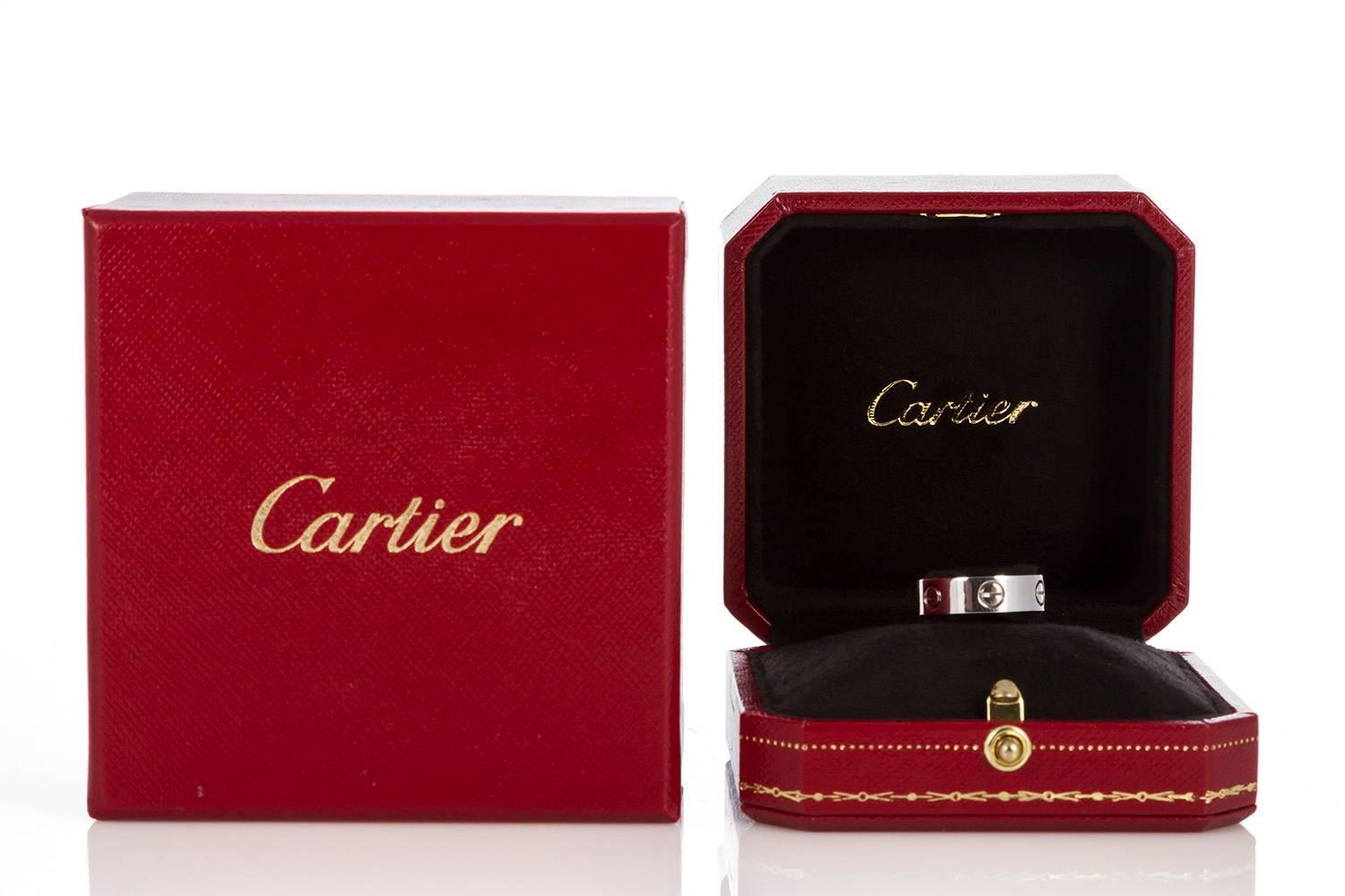 Authentic Cartier 18 Karat White Gold Love Ring with Box 1