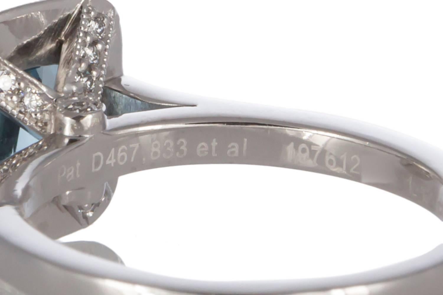 Tiffany & Co. Legacy Platinum Cushion Cut Aquamarine and Diamond Ring 1.12 Carat In Excellent Condition In Tustin, CA