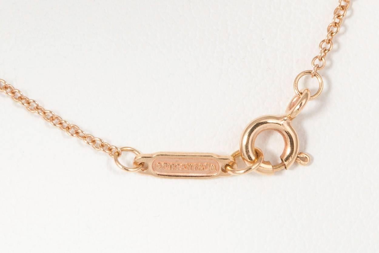 Tiffany & Co. Elsa Peretti 18k Rose Gold and Diamond Open Heart Pendant Necklace In Excellent Condition In Tustin, CA