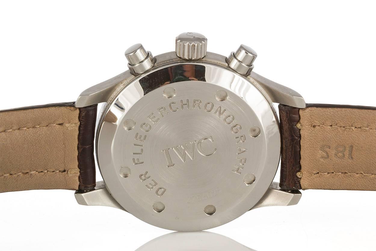 Modern IWC Stainless Steel Def Flieger Chronograph Pilot Quartz Wristwatch 