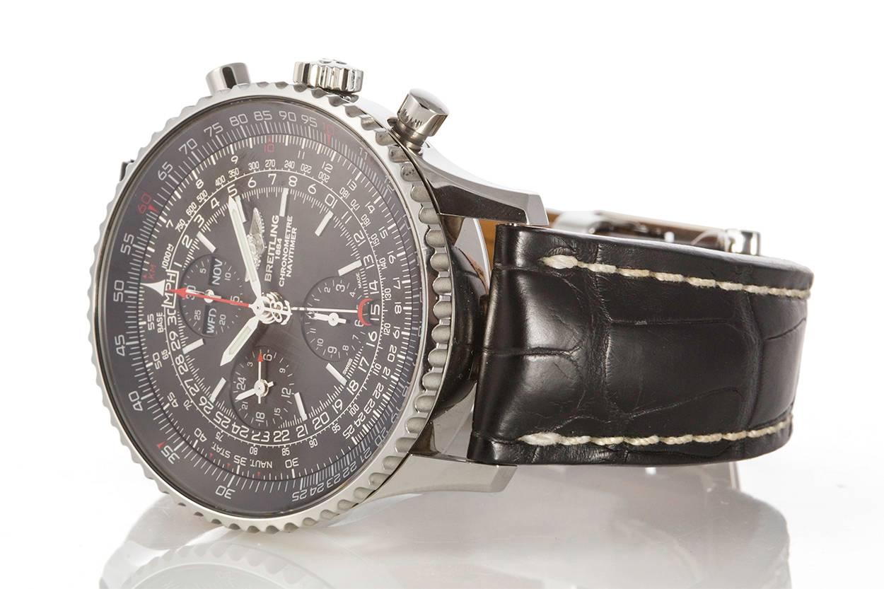 We are pleased to offer this Breitling Navitimer 1884 Limited Edition Automatic Chronograph Watch A21350. It was originally purchased in 2017 and is still under factory warranty. This is an awesome mens watch one of only 1884 made featuring a 46mm