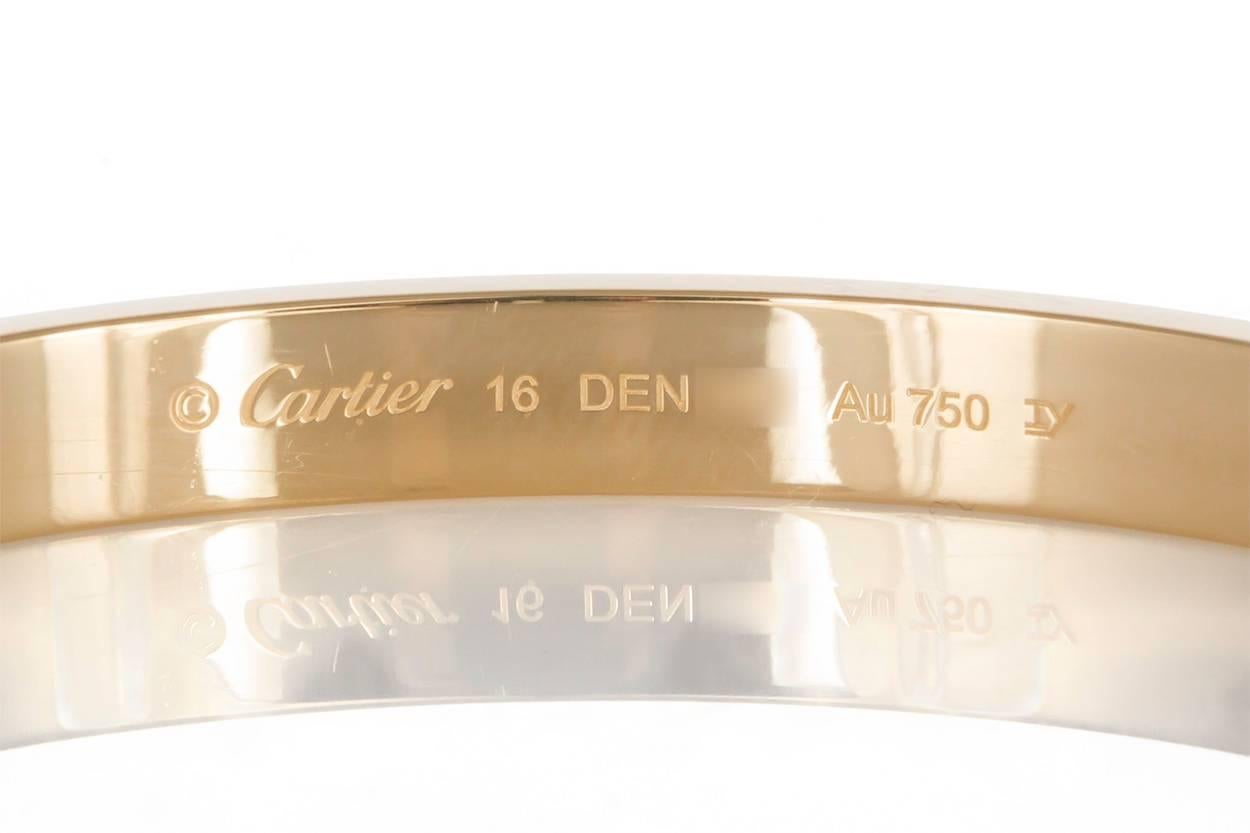Women's or Men's New Style Cartier Love Bangle Bracelet 18 Karat Yellow Gold Box and Papers