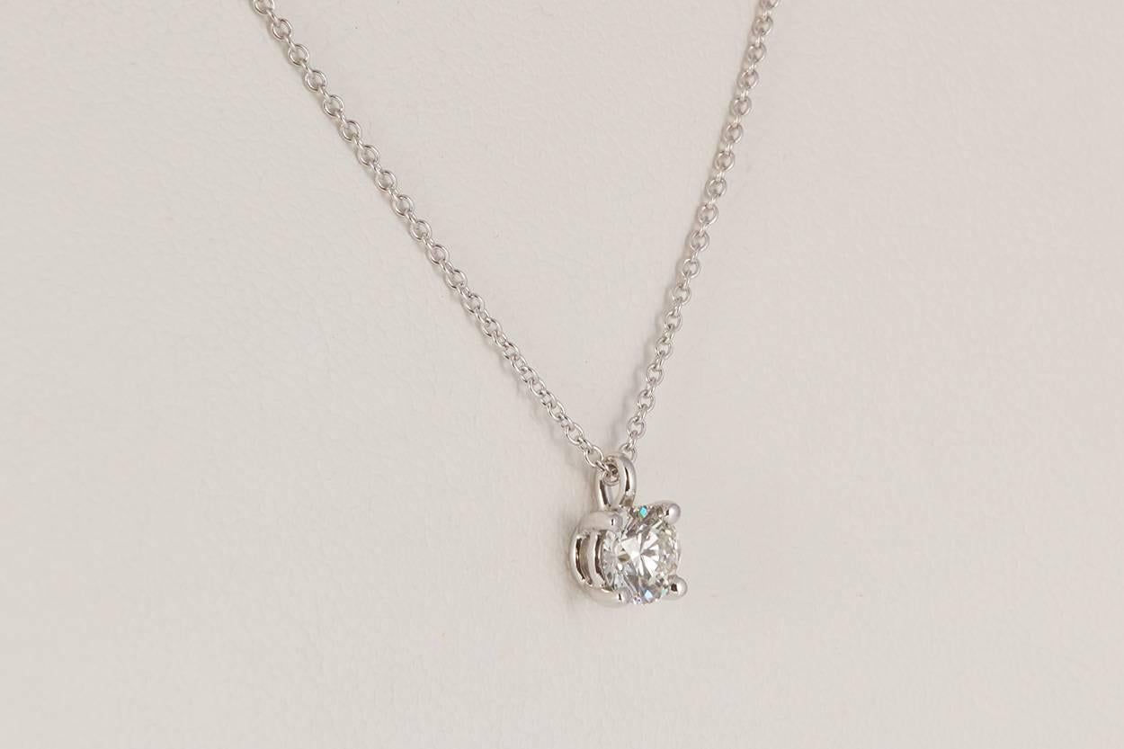 Tiffany & Co. Platinum Diamond Solitaire Pendant Necklace 0.52 Carat In Excellent Condition In Tustin, CA