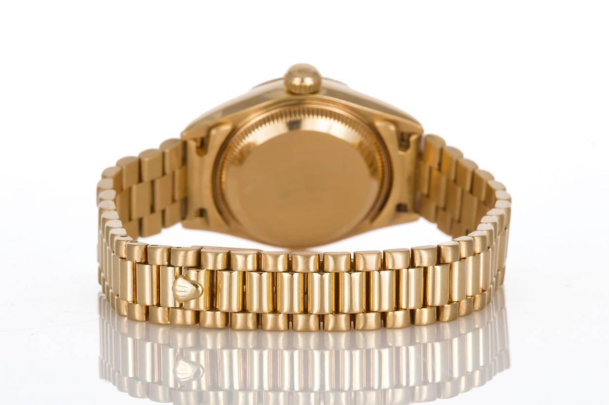 Modern Rolex Ladies Yellow Gold Diamond Dial Datejust President Wristwatch 