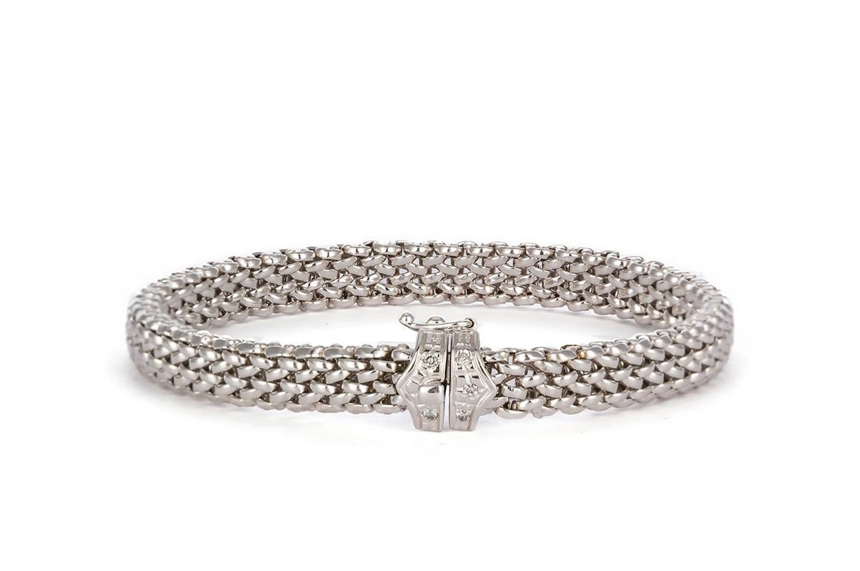 14 Karat White Gold Braided Ladies Bracelet In Excellent Condition In Tustin, CA