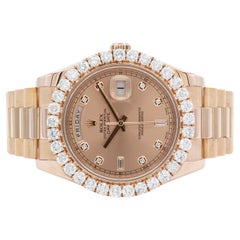 Rolex Day-Date II 41mm President 218235 18k Rose Gold Diamond Dial & 5ctw Bezel