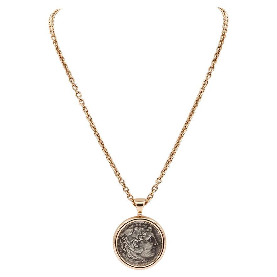 Bvlgari 18k Rose Gold Monete Ancient Coin Necklace Pendant 347707