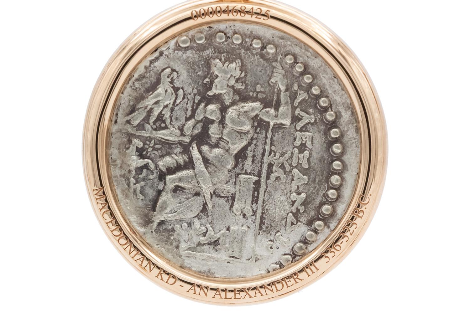Bvlgari Collier en or rose 18 carats Monet Ancient Coin Pendentif 347707 Pour femmes en vente