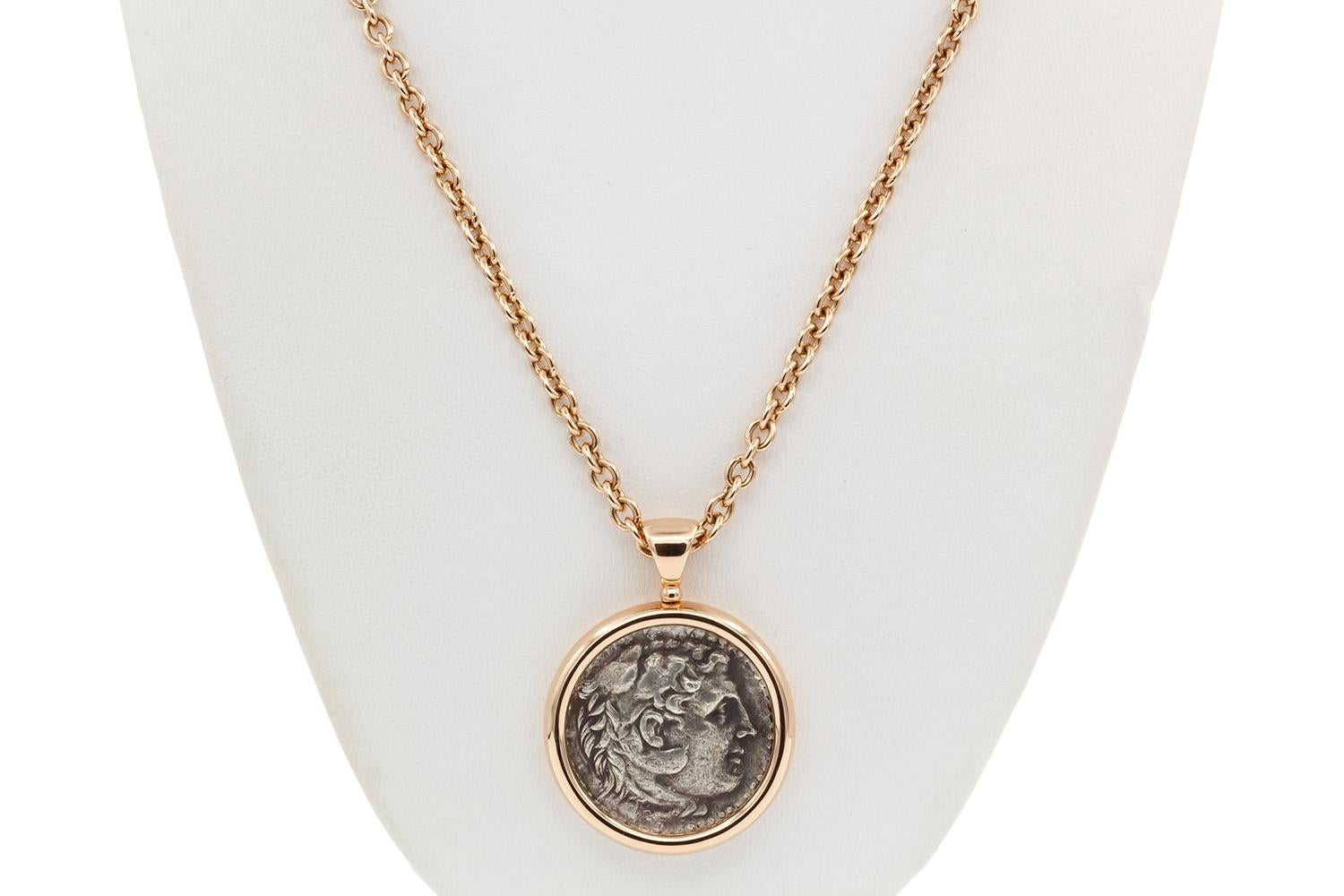 Bvlgari Collier en or rose 18 carats Monet Ancient Coin Pendentif 347707 en vente 5