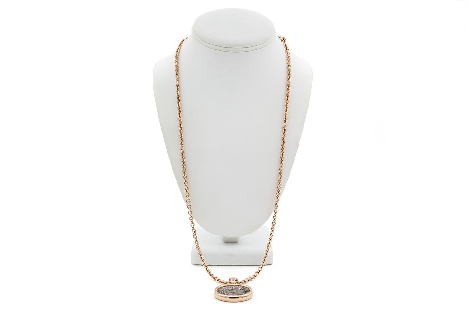 Bvlgari Collier en or rose 18 carats Monet Ancient Coin Pendentif 347707 en vente 3