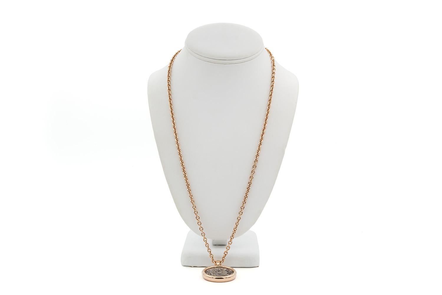 Bvlgari Collier en or rose 18 carats Monet Ancient Coin Pendentif 347707 en vente 4