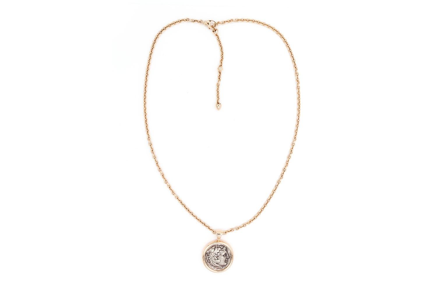 Bvlgari Collier en or rose 18 carats Monet Ancient Coin Pendentif 347707 en vente 2