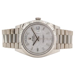 Rolex Day-Date 40mm President 228239 18k White Gold & Meteorite 10 Diamond Dial