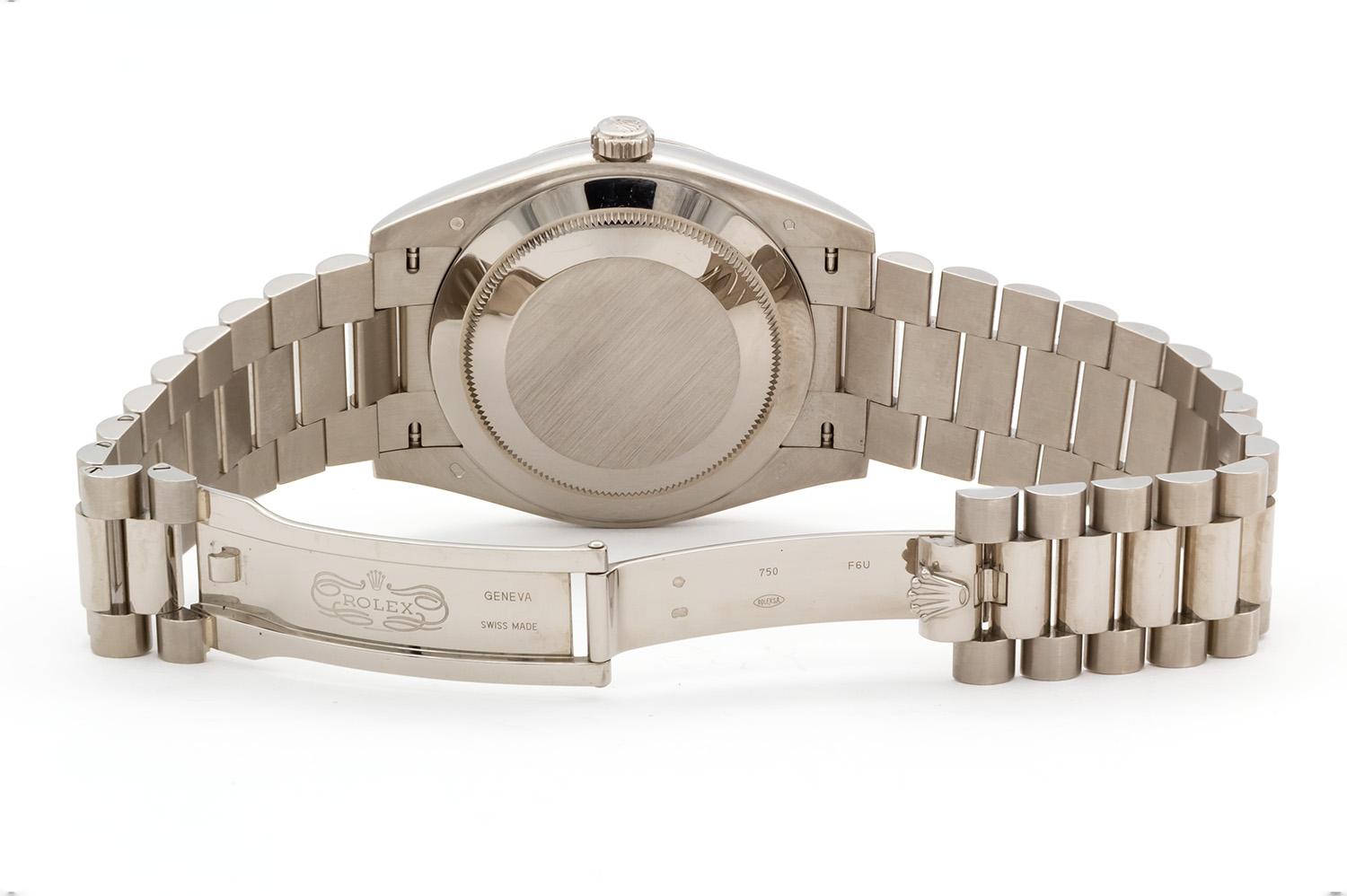 Rolex Day-Date 40mm Präsident 228239 18k Weißgold & Meteorit 10 Diamant-Zifferblatt im Zustand „Hervorragend“ im Angebot in Tustin, CA