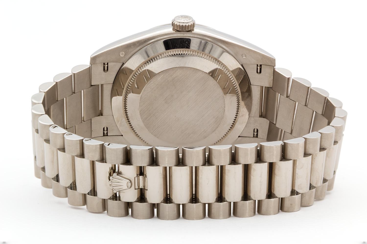 Rolex Day-Date 40mm Präsident 228239 18k Weißgold & Meteorit 10 Diamant-Zifferblatt (Baguetteschliff) im Angebot