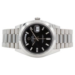 Rolex Day-Date 40mm President 228206 Platinum & Black 10 Diamond Dial