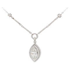 Michael B. Collana con ciondolo aureola di diamanti marquise in platino da 2,25 ct.