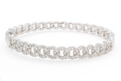 14k White Gold Pave Diamond Open Link Bangle Bracelet 2.08ctw