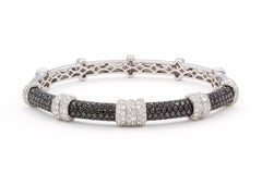 18K White Gold 3.54 CTW Black & White Diamond Hinged Bangle Bracelet