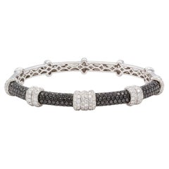 18K White Gold 3.54 CTW Black & White Diamond Hinged Bangle Bracelet
