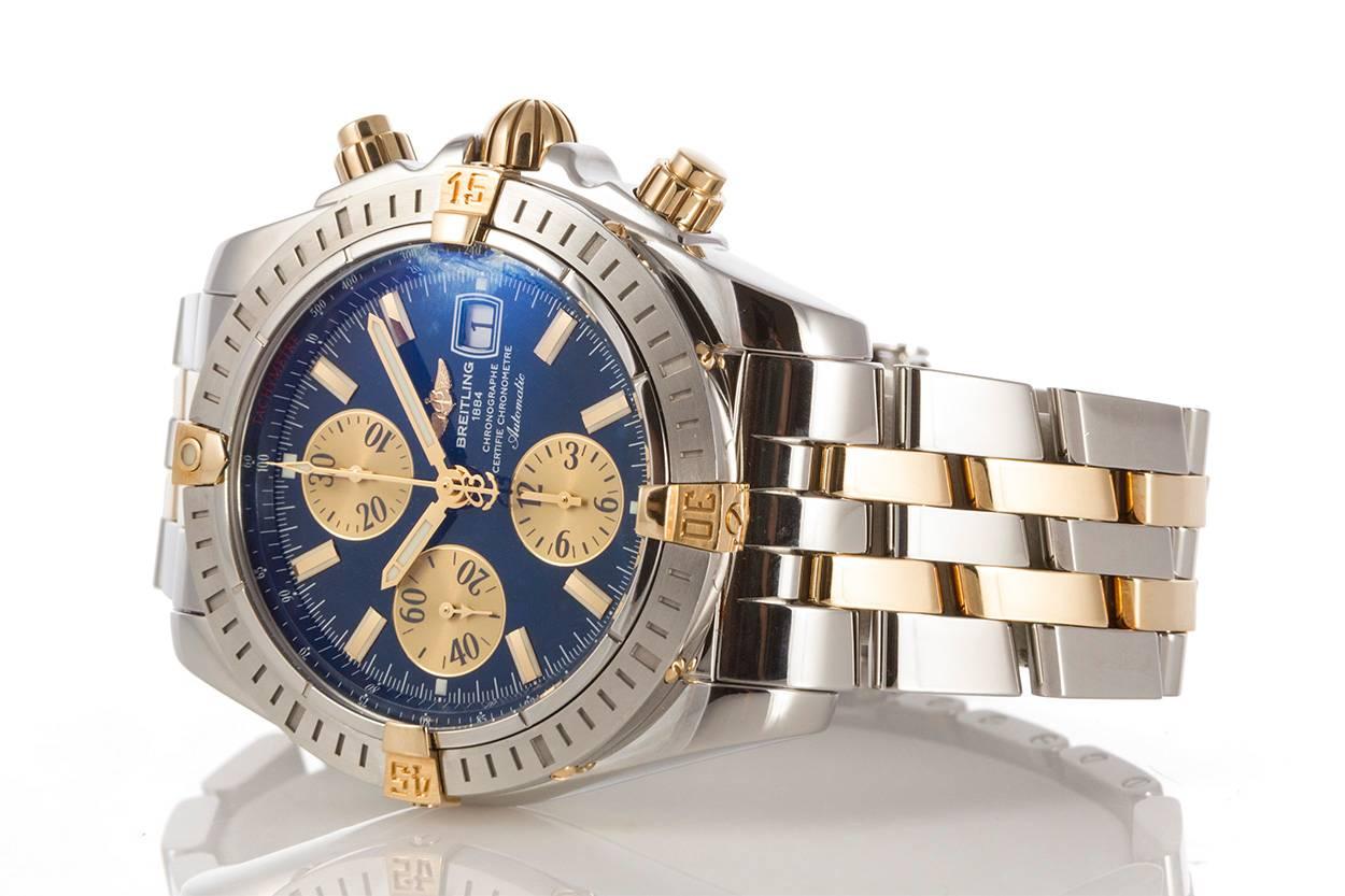 Modern Breitling Yellow Gold Stainless Steel Chronomat Evolution Automatic Wristwatch