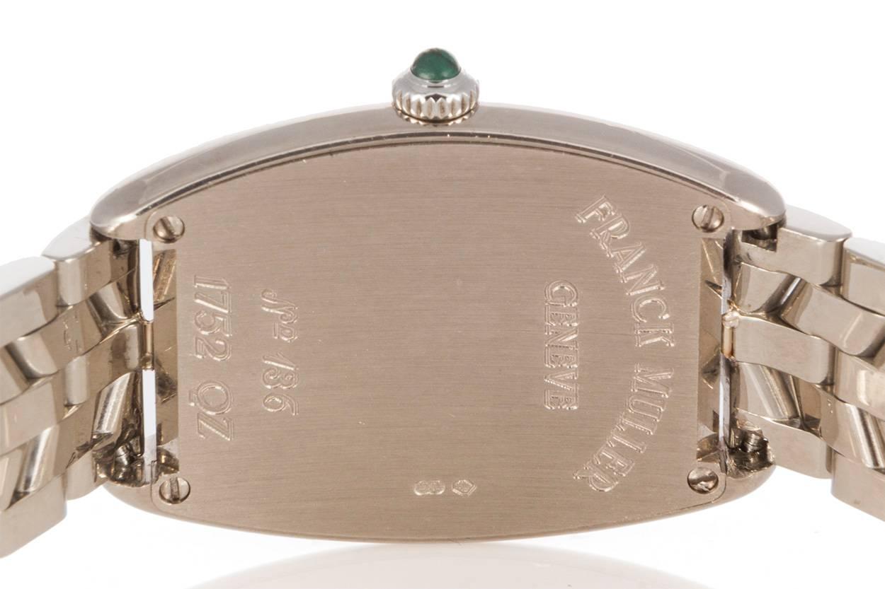 Franck Muller Ladies 18k White Gold Cintree Curvex Wristwatch Ref 1752QZ  In Excellent Condition In Tustin, CA