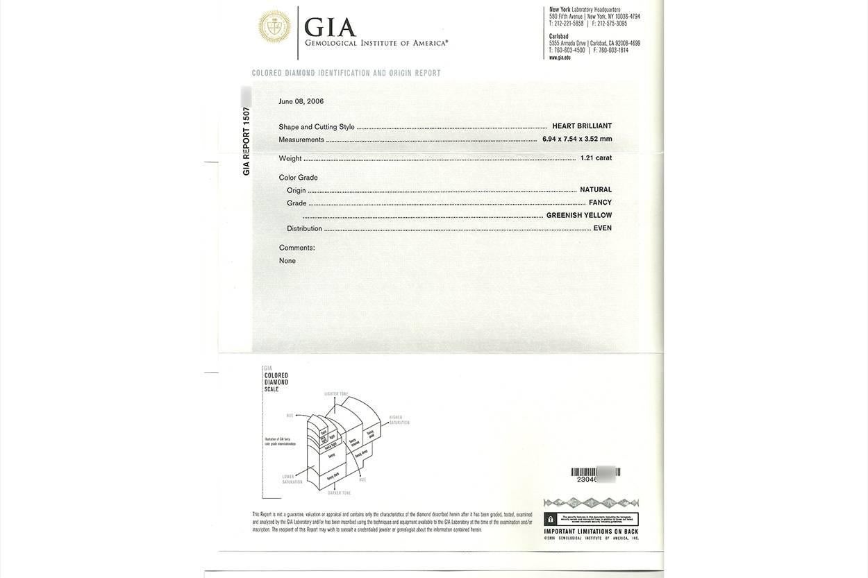 Damen 18k Weißgold und GIA zertifizierter Fancy Color 3 Herz Diamantring 3,65ctw (Rundschliff) im Angebot