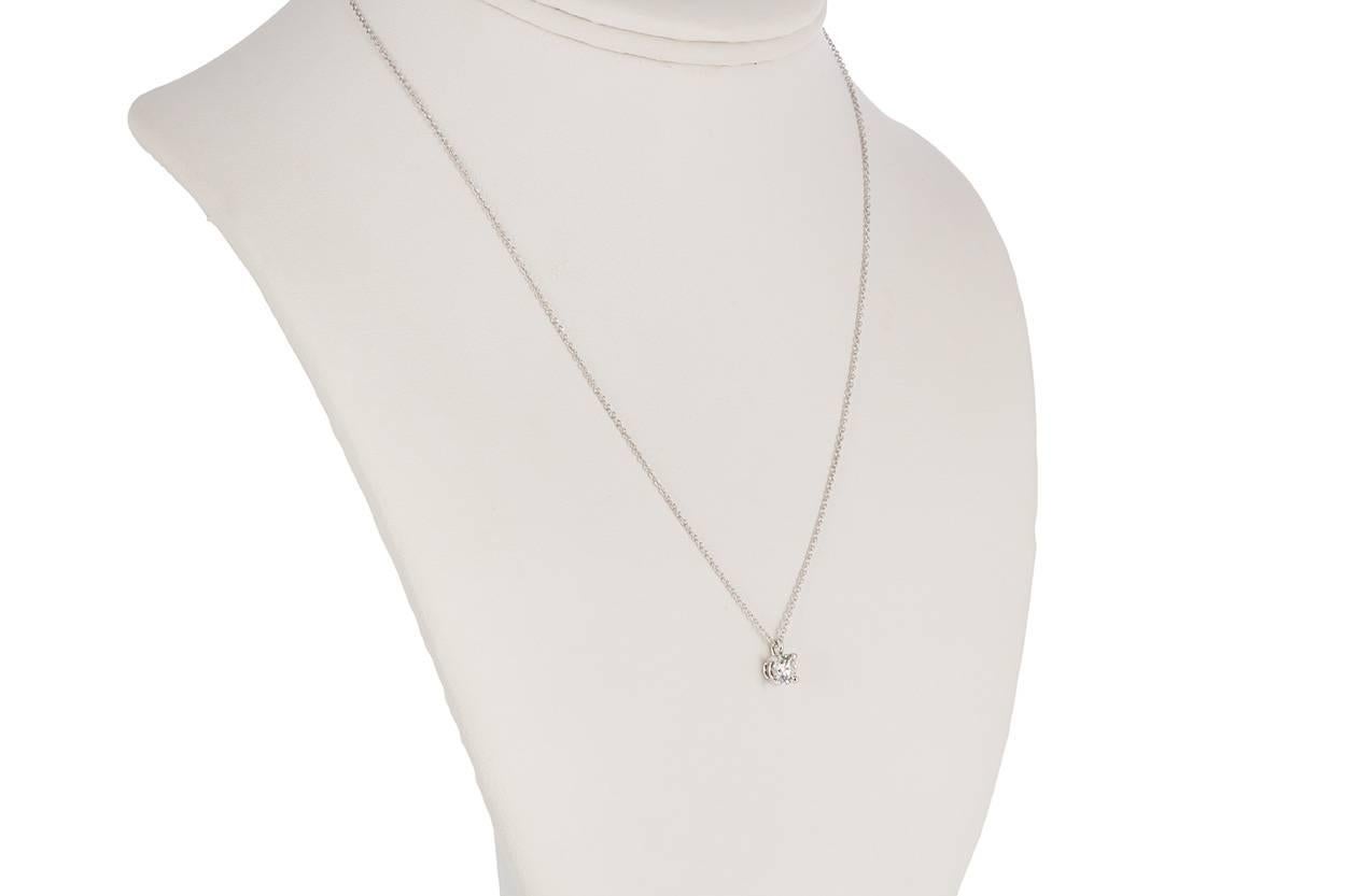 Modern Tiffany & Co. Platinum Diamond Solitaire Pendant Necklace 0.52 Carat
