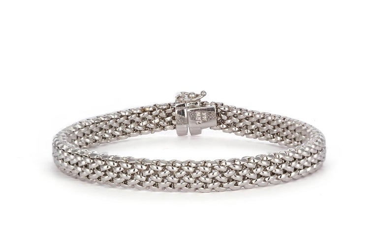 14 Karat White Gold Braided Ladies Bracelet at 1stDibs