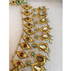 22 Karat Gold Rajasthan Mughal Necklace with Ruby, Turquoise and Pearl