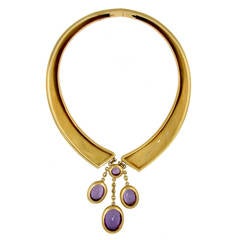 French Gold Collar with Amethyst Drops