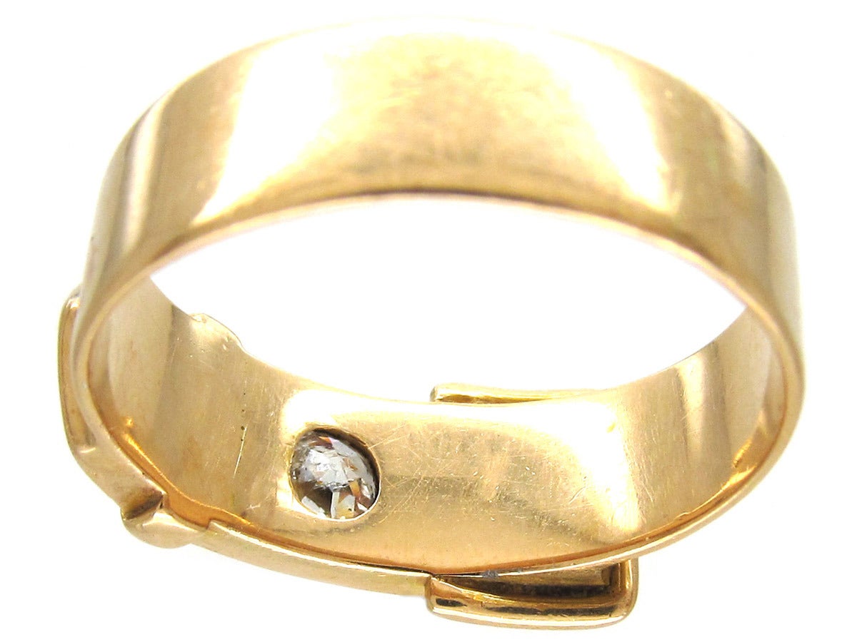 Victorian Diamond Set Gold Buckle Ring For Sale 1
