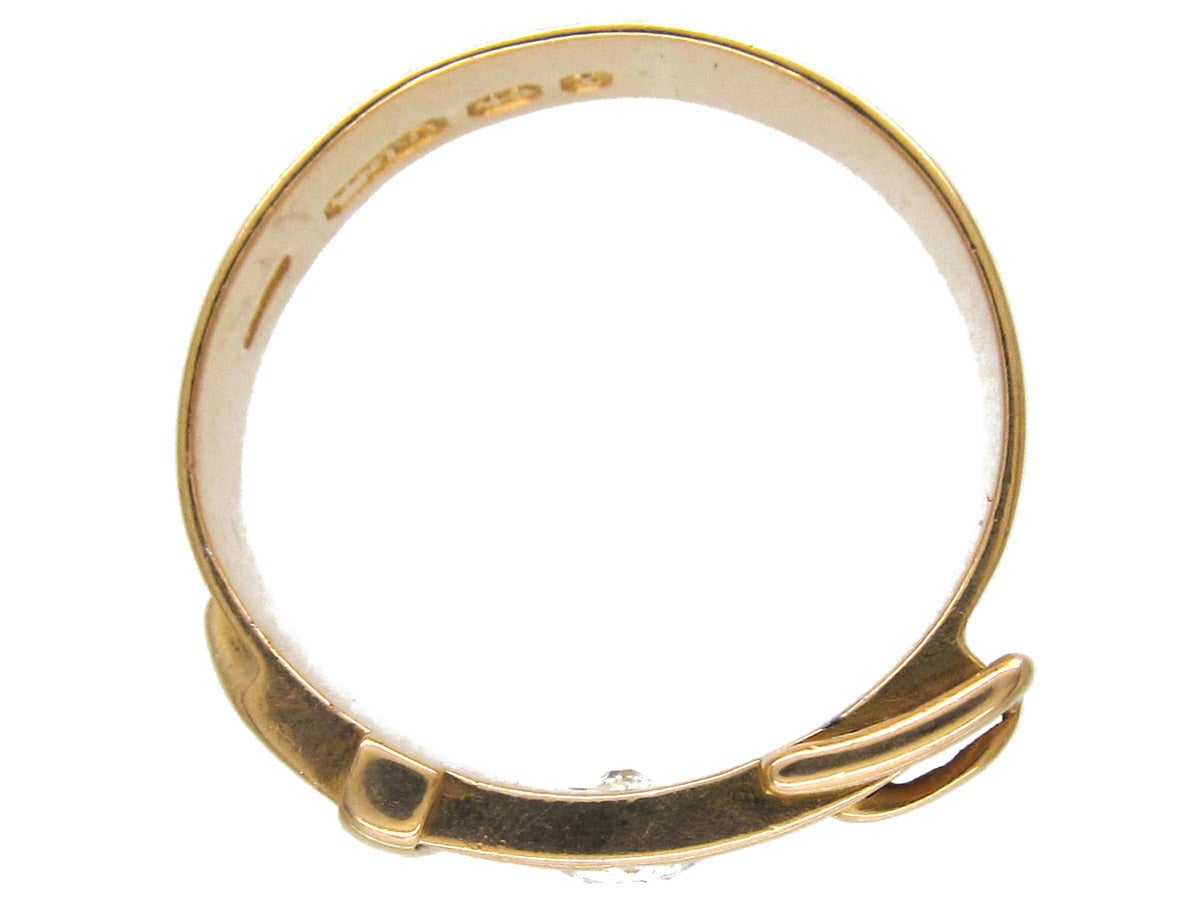 Victorian Diamond Set Gold Buckle Ring For Sale 2