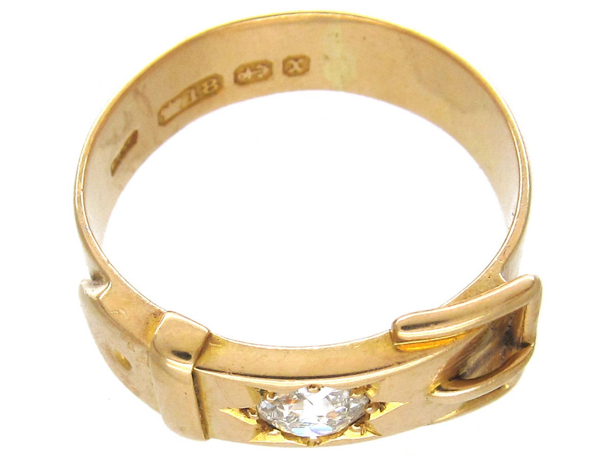 Victorian Diamond Set Gold Buckle Ring For Sale 3