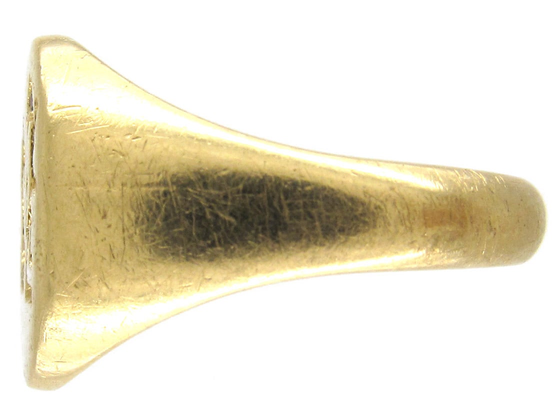 Double Crested Gold Signet Ring at 1stDibs