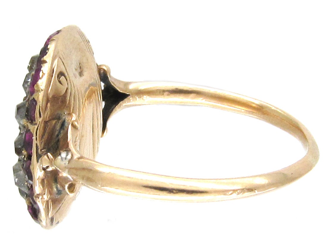 Georgian Almandine Garnet Diamond Gold Ring For Sale 1