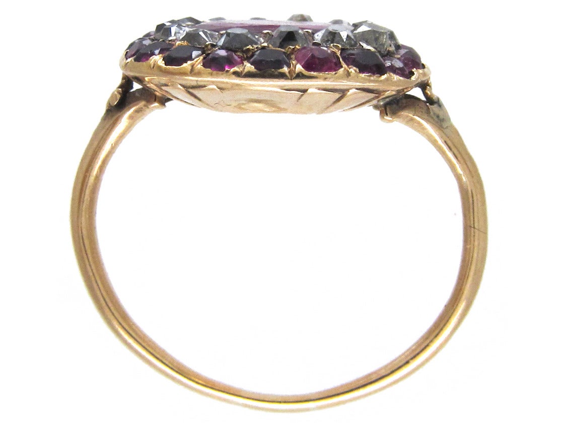 Georgian Almandine Garnet Diamond Gold Ring For Sale 2