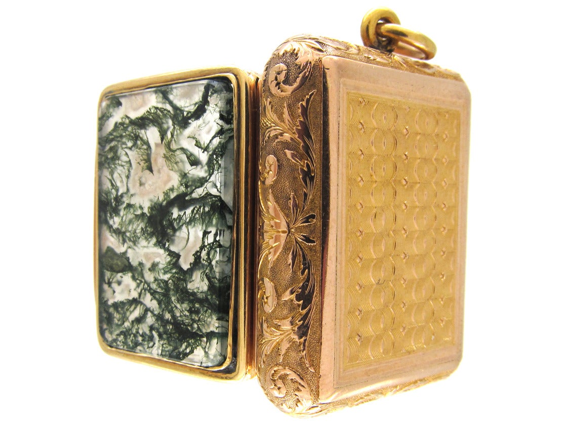 Regency Moss Agate Gold Vinaigrette In Excellent Condition In London, GB