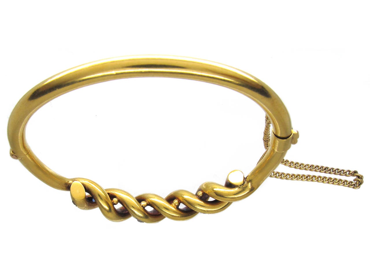 Edwardian Ruby Sapphire Diamond Gold Bangle